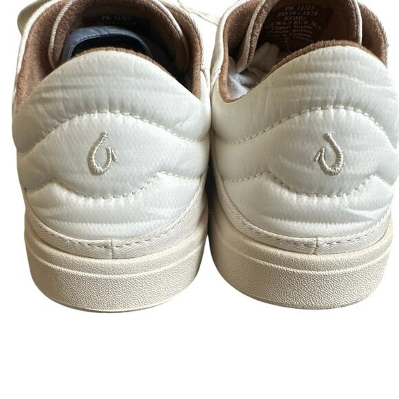 Olukai Kohu Lightweight Canvas Lace Up Low Top Casual Sneakers EUC White 36.5 - Picture 3 of 6